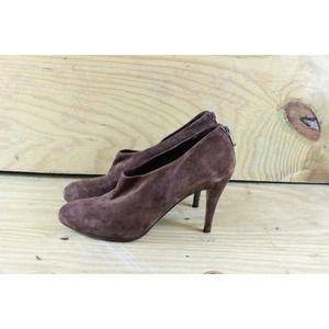 J CREW Bronson Womens 9.5 Brown Suede Ankle Booties HEELS 4" LEATHER Shoe Boots